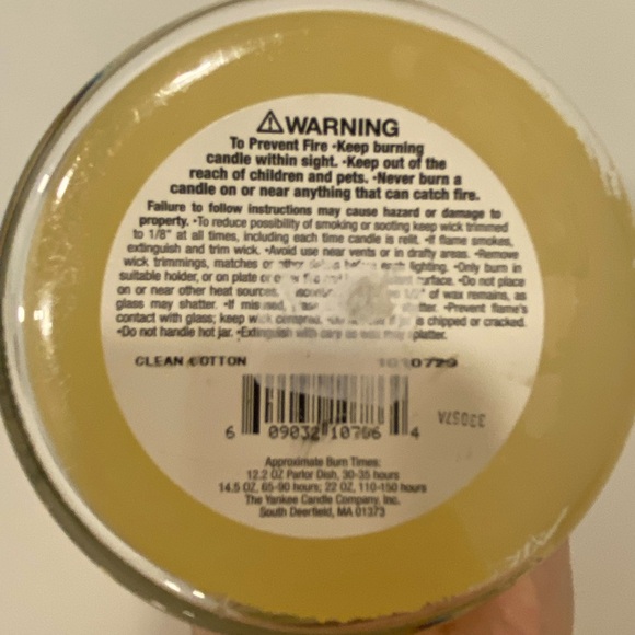 Vintage Yankee Candle Clean Cotton 14.5 OZ Never Used Lid NEW - Picture 6 of 6